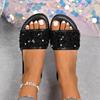 Женские тапочки 2025 Элегантные летние уличные тапочки Женские блестящие пайетки Плоские сандалии Большой размер Легкая обувь Шлепанцы Женские