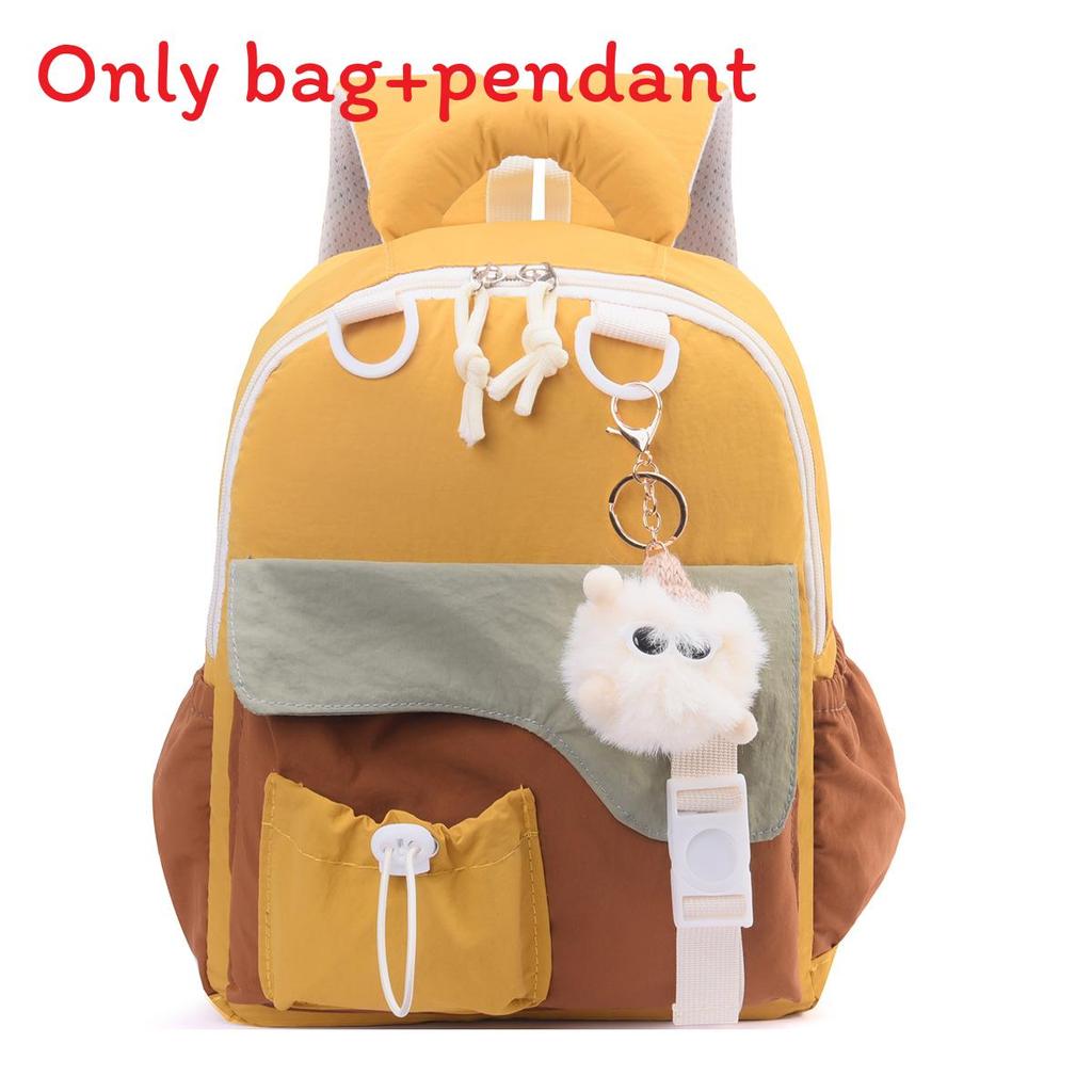 Color Blocked Childrens Backpack With Plush Pendant For School And Outings