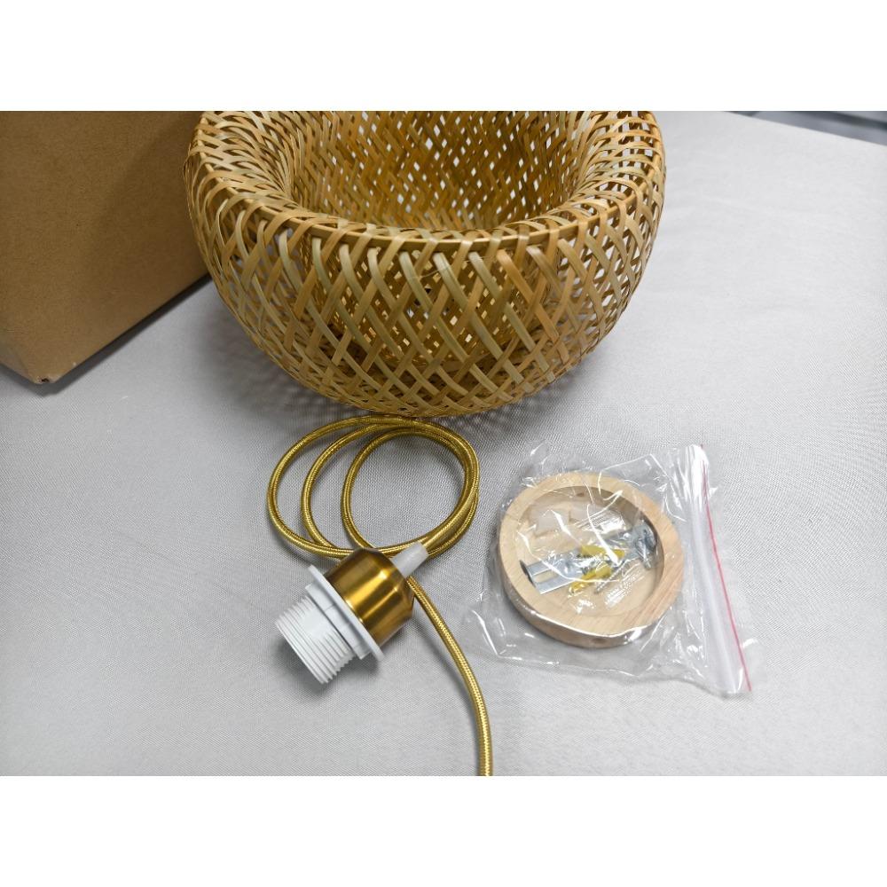 Handmade Bamboo Woven Chandelier Lamp Nest Straw Hat Bamboo Woven Pendant Lamp Balcony Restaurant Retro Lighting Fixture