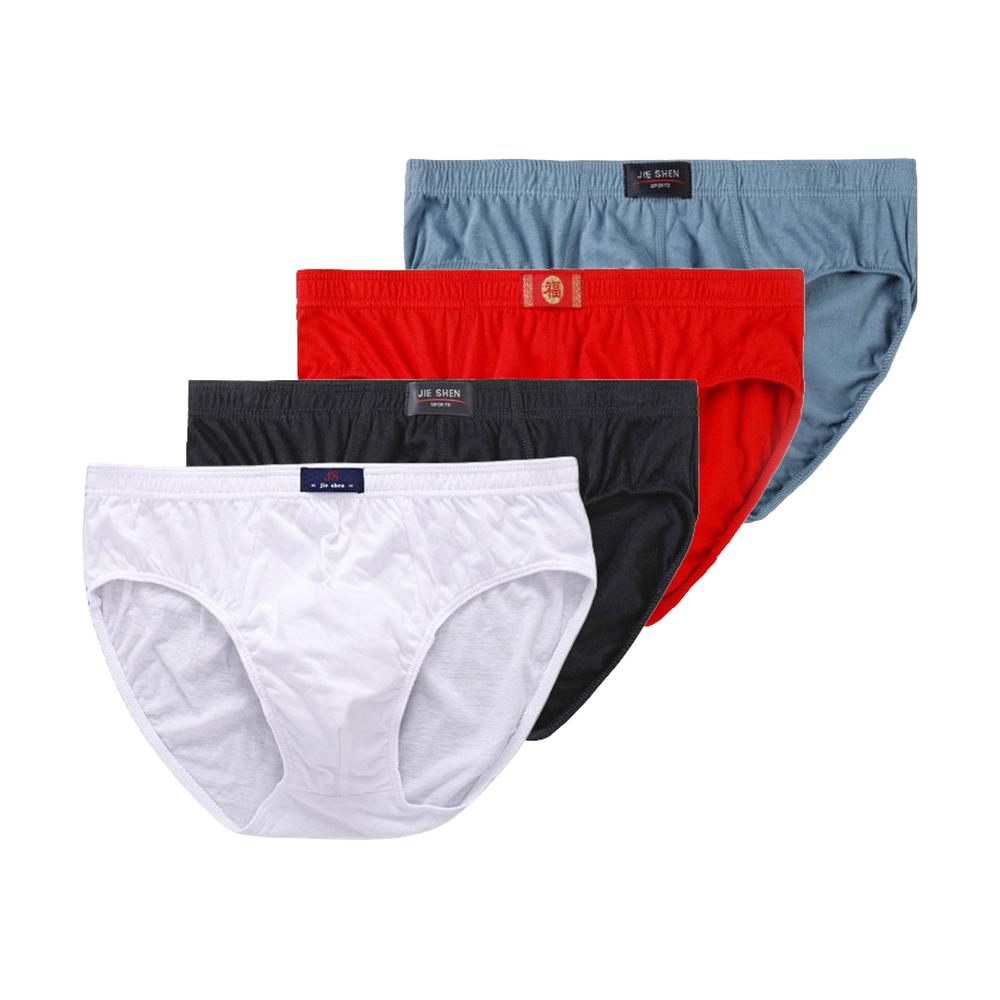 4pcs Large Size Underwear Men's Cotton Briefs Comfortable Panties Solid Colors Underpants L XL 2XL 3XL 4XL 5XL 6XL 7XL