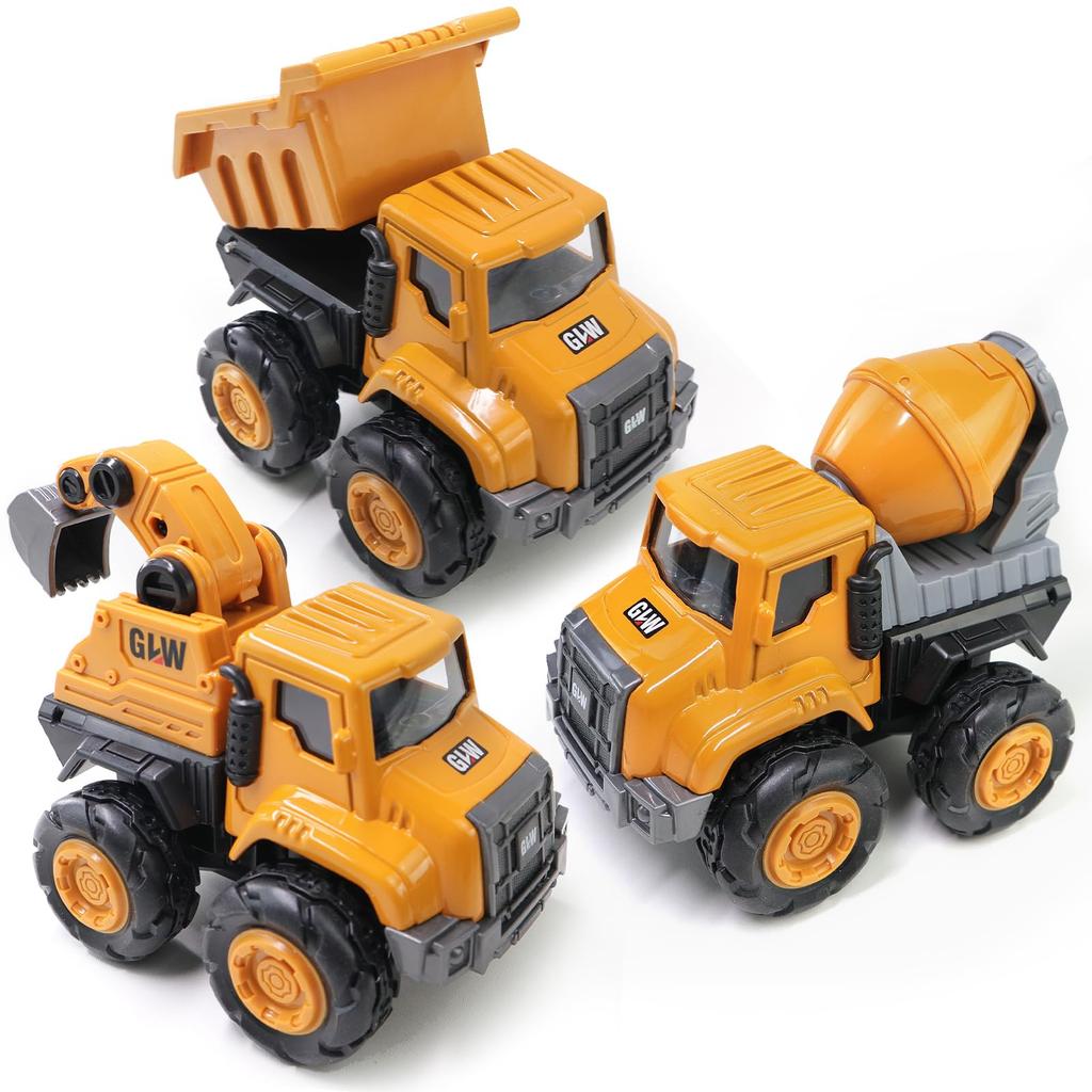 Construction Vehicle Toy Alloy Mini Car Set of 3 with Movable Parts Dump Truck Excavator Mixer Truck Working Vehicle Work Vehicle Boys Indoor Play