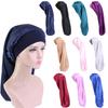 1Pc Silk Satin Bonnet Long Hair Polyester Double Sided Hair Hat Solid Color Dreadlocks Braids Women Night Sleep Cap