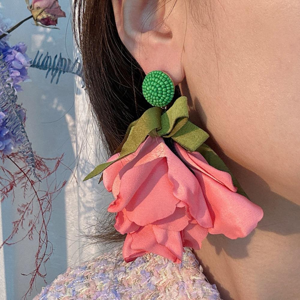 Accessories Classic Romantic Earrings Bowknot Dangle Earrings Exaggerated Colorful Flower Earrings