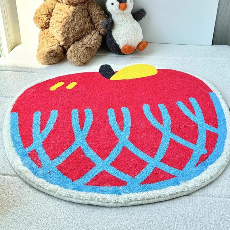 Cute Printing Fruit Bedroom Rug Cartoon Apple Peach Bedside Mat Soft Living Room Carpet Area Floor Pet Pad Aesthetic Home Decor