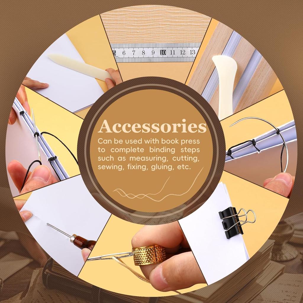 All-in-One Bookbinding Kit with Wooden Press,Tools & Thread