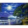 5D DIY Diamond Embroidery Moonlight Beach Diamond Painting Cross Stitch Rhinestone Mosaic Decoration