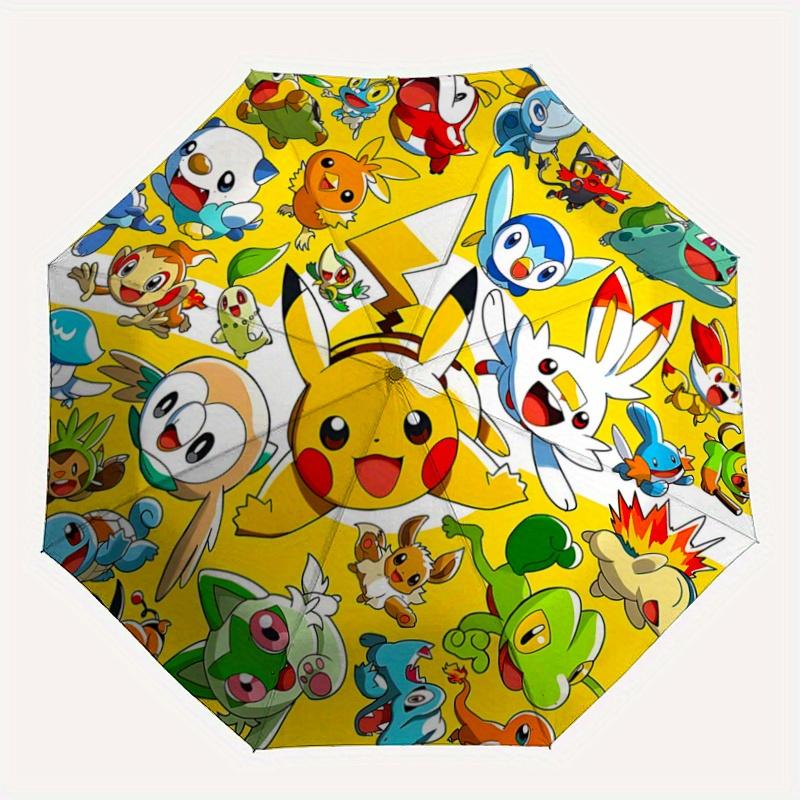 1pc Pokémon Pattern Umbrella, Fashionable, Personalized, High-Value Folding Umbrella, a Must-Have for Summer, 8-Rib Durable Iron Frame, Tri-Fold