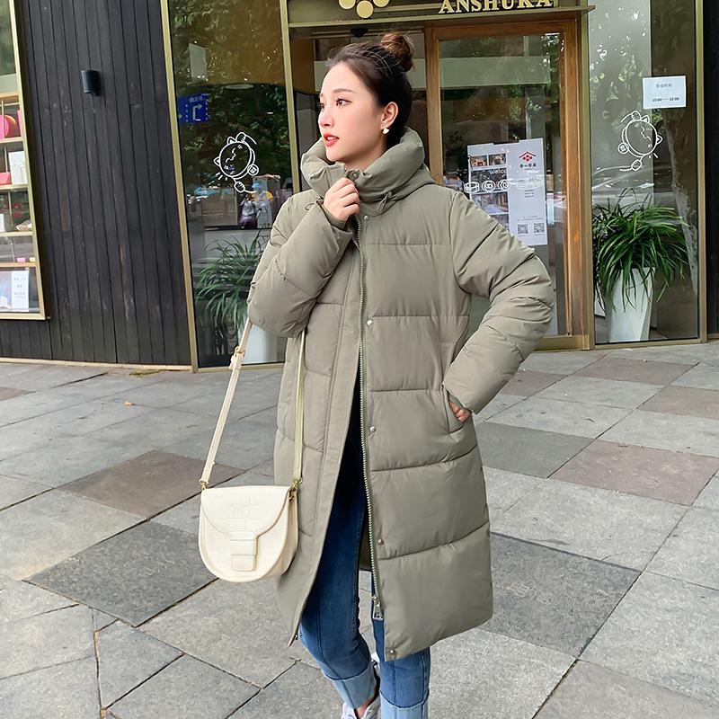 Женская осенне-зимняя куртка с воротником на шнурке и пуговицами, длинная парка на молнии, свободное теплое хлопковое пальто