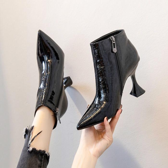 Women High Heel Boots New Autumn and Winter Boots for Women Fashion Fashion All-match Pointed Thin Heel Leather Boots