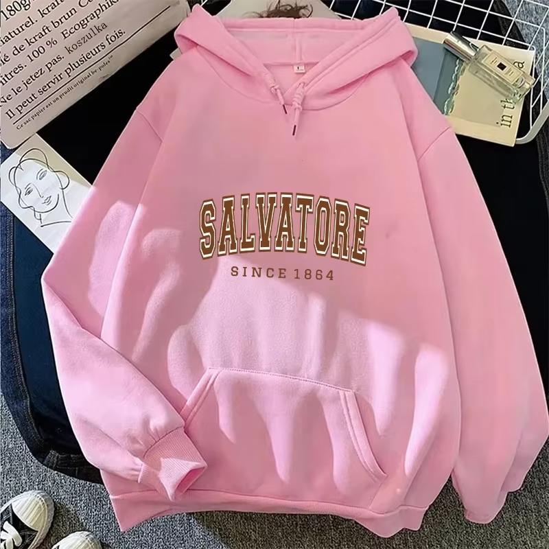Осень Зима Повседневные Женские Толстовки Salvatore С 1864 Мужская Толстовка с Капюшоном с Принтом Дневники Вампира Джемпер Винтажный Пуловерст