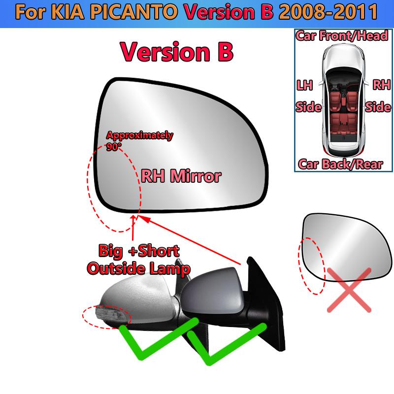 For KIA Picanto/Morning 2004 2005 2006 2007 2008 2009 2010 2011 LH&RH Heated Rearview Mirror Glass/Car Wing Mirror#87611-07000