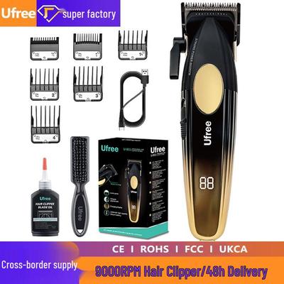 Трансграничная профессиональная машинка для стрижки волос с высокой скоростью 9000 об/мин, цифровым дисплеем и бесщеточным двигателем для жирных волос