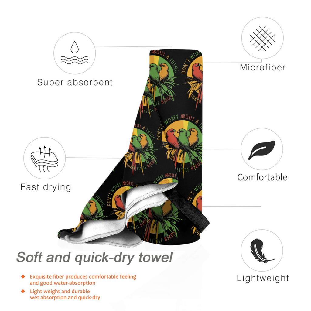 Kawaii Three Little Birds Reggae Beach Towel Soft Microfiber Quick Dry Absorbent Quick Towels For Bath