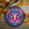 Vibrant 3D Metal Leopard Wind Spinner Holographic Outdoor Decor for Halloween and Year Round Room Garden Patio Hanging Ornament