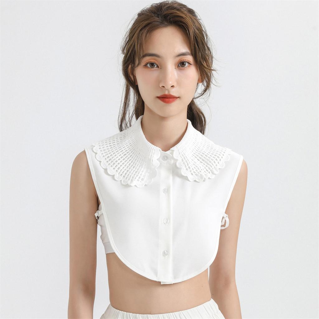 White Hollow Out Lapel Fake Collars for Women Shirt Detachable Collars Neckwear Decorative Female Korean Fake Collar