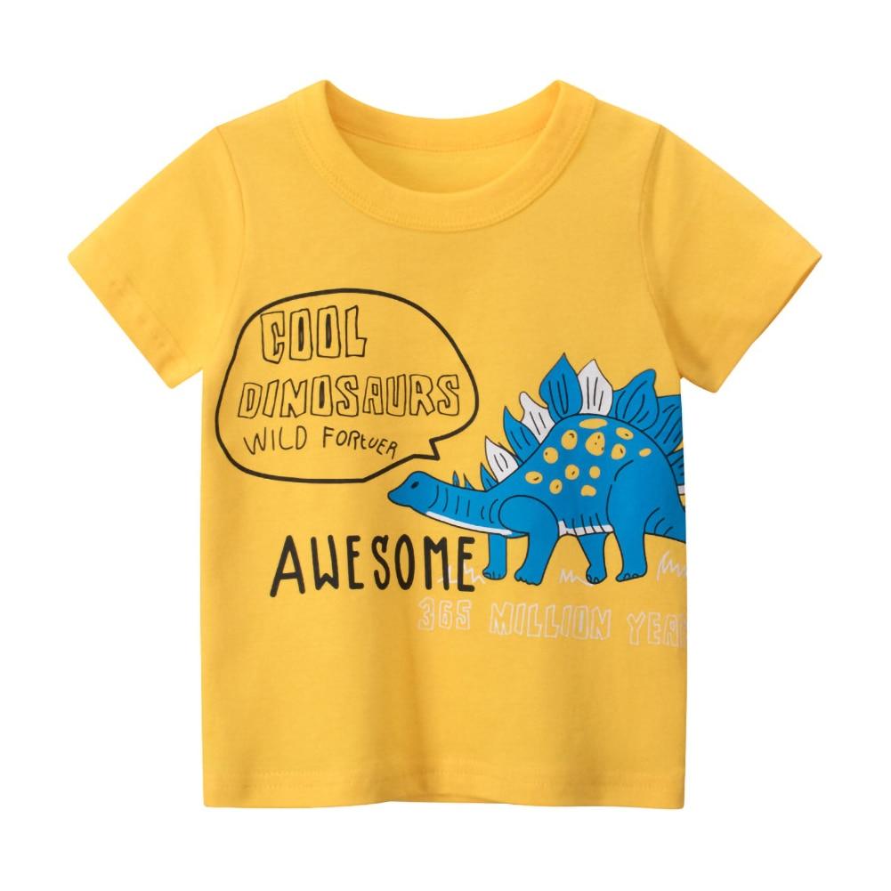Летняя футболка для маленьких мальчиков, топ с принтом динозавра, футболка с короткими рукавами, футболка с героями мультфильмов, одежда для маленьких мальчиков