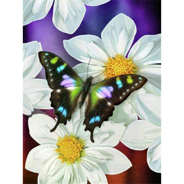 DIY 5D Diamond Painting Butterfly Full Round Drill Diamond Embroidery Flowers Cross Stitch