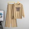 A Two-piece Set of High-end, Casual and Fashionable Round-neck Knitted Top and Wide-leg Pants for Autumn and Winter