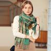 2025 Winter Women's Plaid Tassel Shawl: Medium-Length, Warm Imitation Cashmere Scarf
