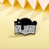 Breastpin Black Cat Enamel Pin Purring Kitten Beating Note Brooch Cool Piano Cat Badge  Gift
