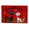 [R6781] - Straw Doormat 'Cats' Red - 60x40 Cm (Welcome)