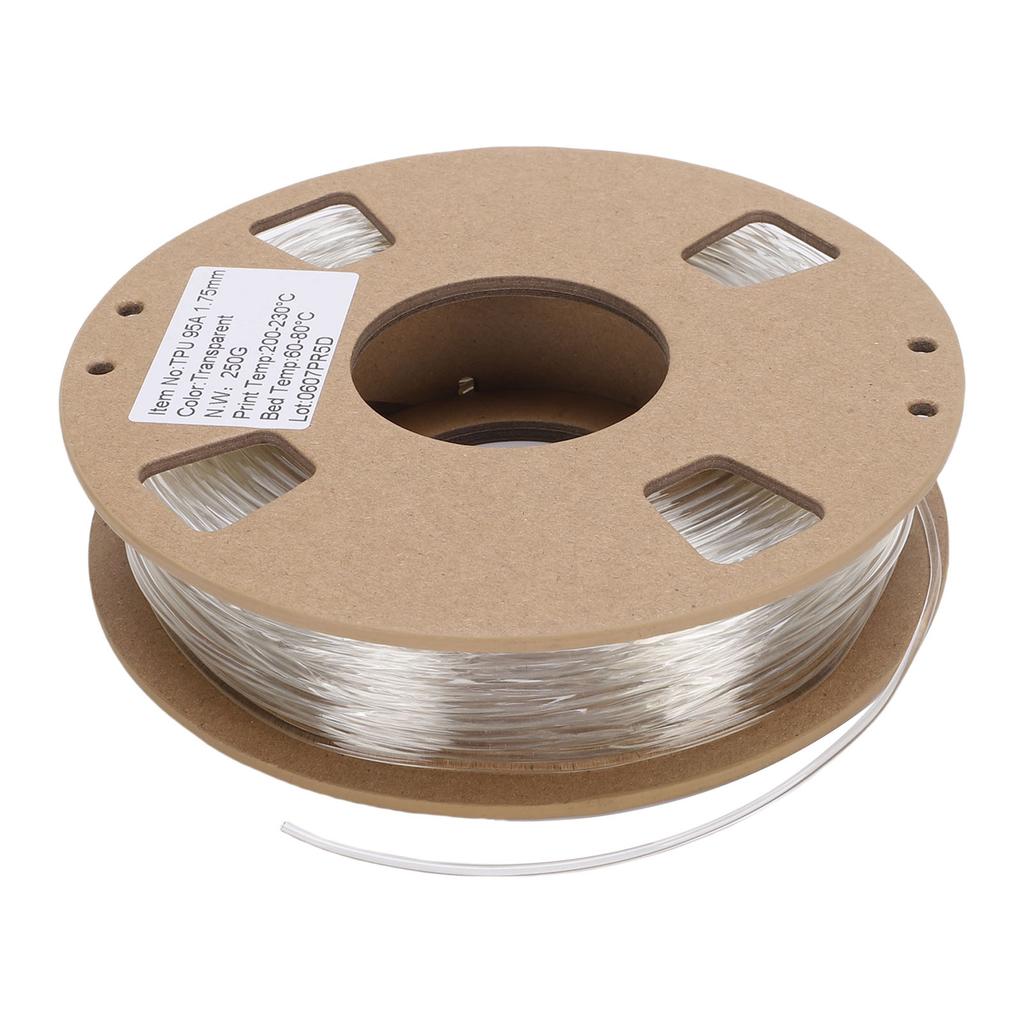 Нить ТПУ 1,75 мм 95А 250 г Высокая эластичность Гибкая нить для 3D-принтера для большинства 3D-принтеров Прозрачная