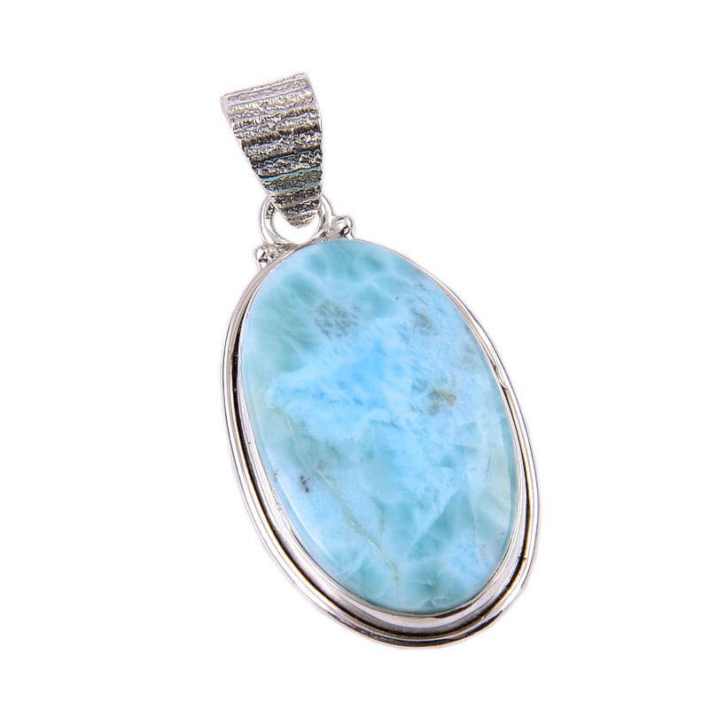Подвеска из стерлингового серебра 925 пробы с драгоценным камнем Natural Republic Larimar 1,75 дюйма W1I25