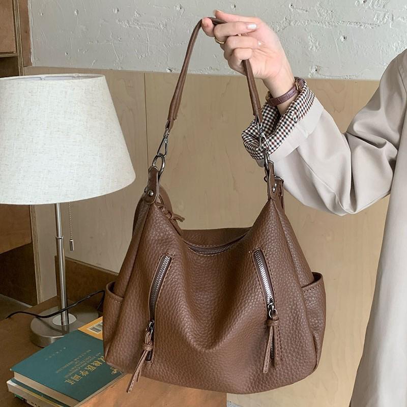 Yogodlns Большая вместительная сумка для женщин, новая мягкая сумка-ведро из искусственной кожи, универсальная сумка-тоут для повседневных поездок на работу, кошелек через плечо