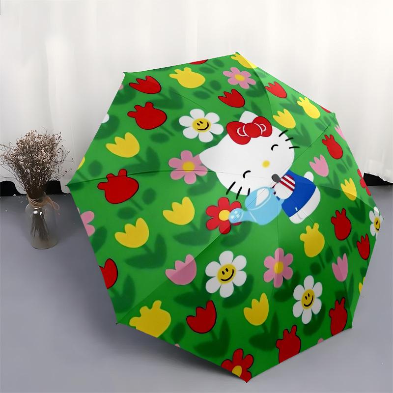 1pc Hello Kitty Flower Garden Umbrella with Plastic Handle,Suitable for All Seasons Home Travel Outdoor UmbrellaSanlio696