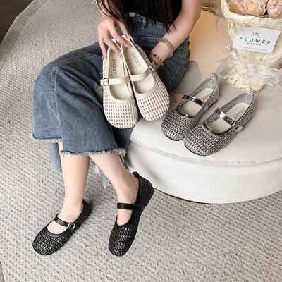 Компиляция полых дышащих туфель с надписью, универсальные повседневные одинарные туфли, женские, новая летняя мода 2025, плоские туфли Мэри Джейн