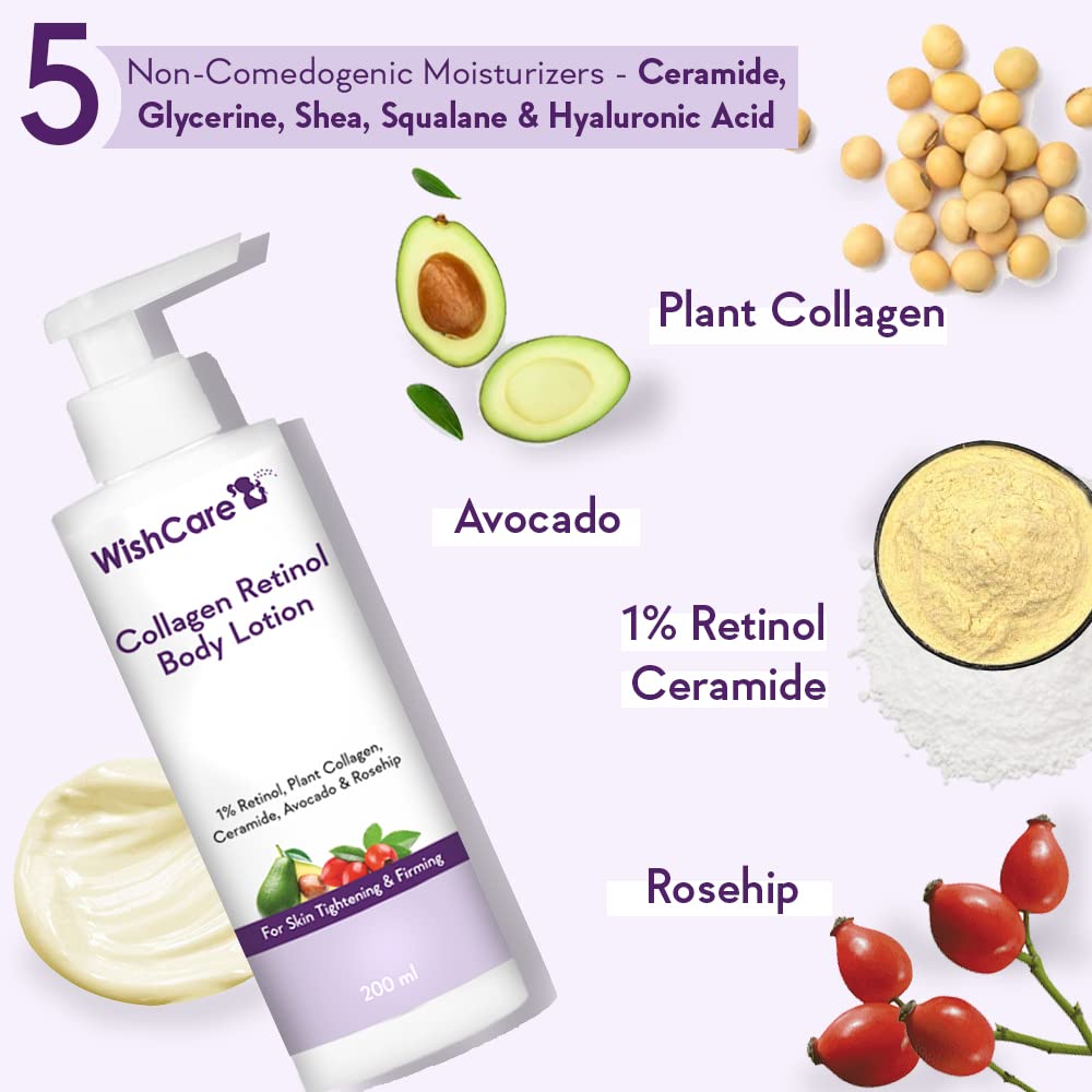 WishCare Collagen 1% Retinol Body Lotion 200 Ml For Skin Tightening Firming Men Women