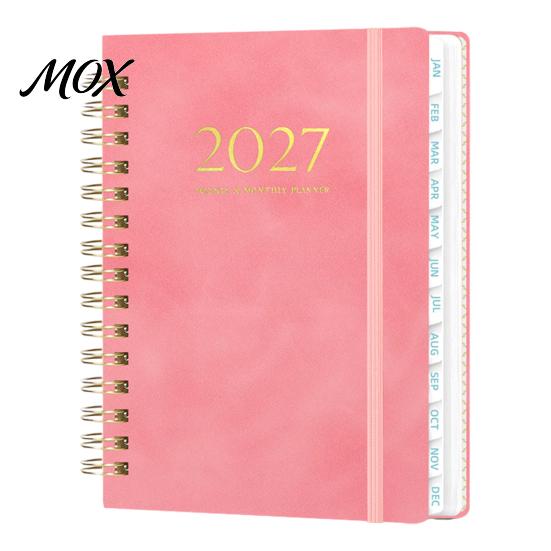 Personalized Daily Record Notebook 2027 A5 Spiral Planner Notebook, 365 Day Weekly Schedule Calendar with Office Productivity Journal Elastic