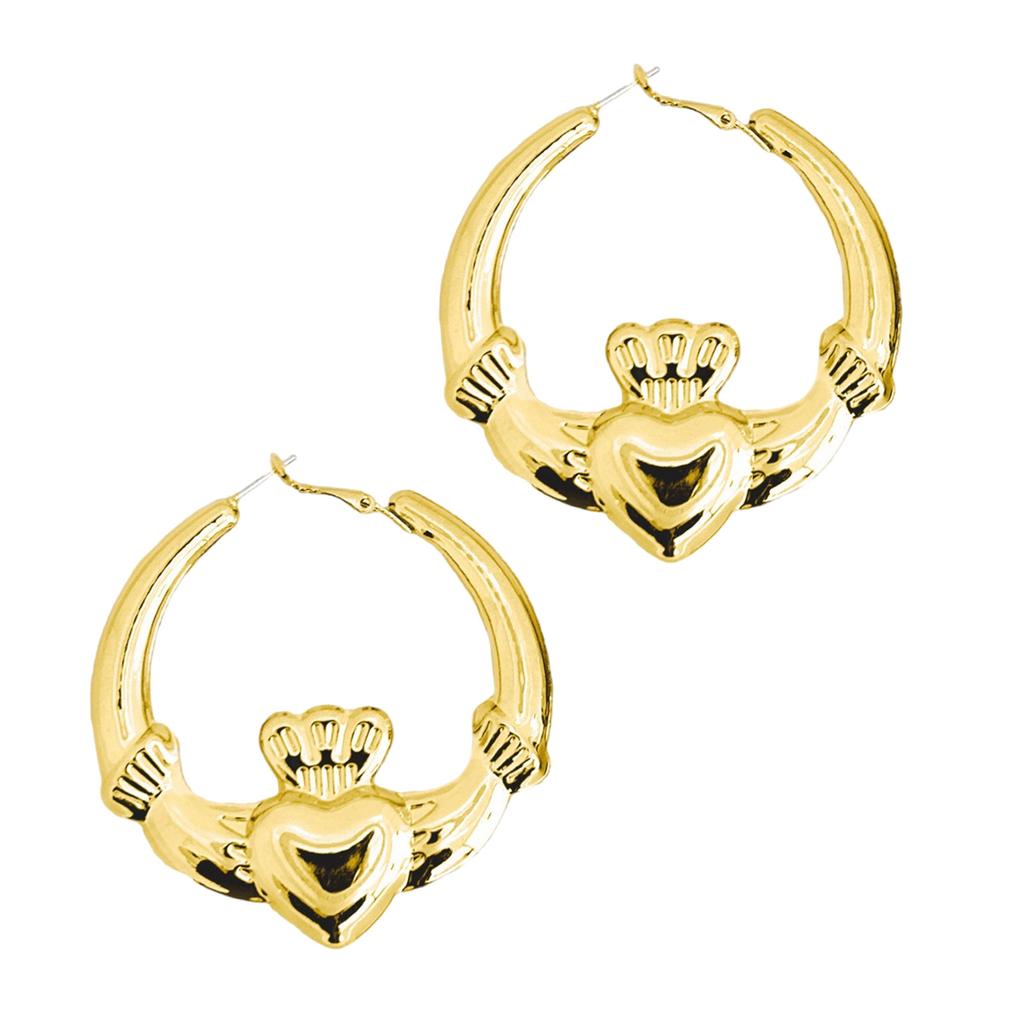 Серьги-кольца Uniqeu Heart And Crown, женские серьги-кольца Heart And Crown, позолоченные или посеребренные, с подвесками