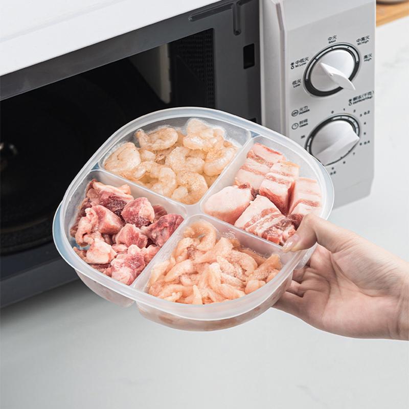 4 Сетки Холодильник Коробка для хранения мяса и продуктов для сохранения свежести Пищевой органайзер для замороженных продуктов Контейнер с перегородками Кухонная организация