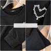 Spring and Autumn Plus Size Women's Korean Sweatshirt Shiny Diamond Love Decoration Long Sleeve Pullover
