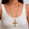 Punk Style Cross Pendant Necklace with Personalized Diamond and Alloy Design