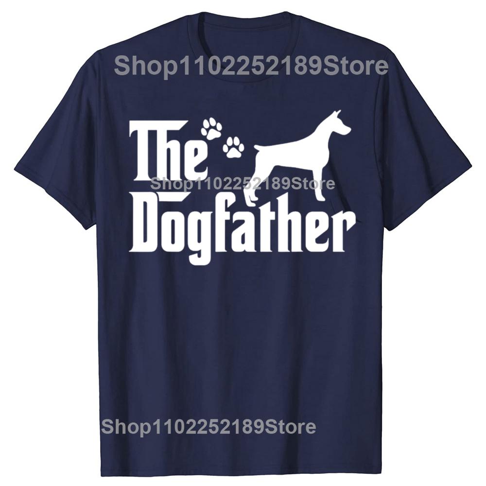 Забавные футболки The Dogfather на День отца Папа Собака Доберман Мужская Женская Мода Повседневная Футболка 100% Хлопок Свободная Футболка Оверсайз