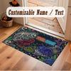 Dinosaur Theme Soft Crystal Velvet Rug Custom Name & Text Print Non Slip Floor Rug for Bedroom Living Room