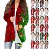 Женская модная повседневная куртка-кардиган средней длины с рождественским принтом