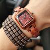 Niche Light Luxury Log Handmade Square Women's Quartz Watch Fashion Casual Sandalwood Literary Birthday Gift