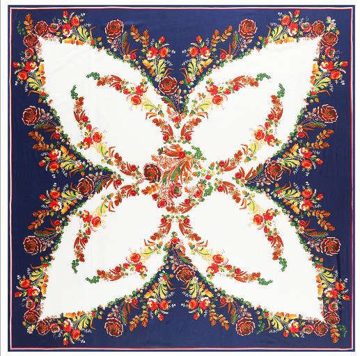 130*130см Шелковые Богемные Шарфы с Дизайном Бабочки и Пиона Женские Фуляр Квадратный Хиджаб Шарф Женский Платок Палантин Шарф Женский Хиджаб