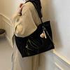 Black Large Capacity Tote Bag For Women New Simple Soft PU Leather Shoulder Bags Female Commuting Shopping Handbags