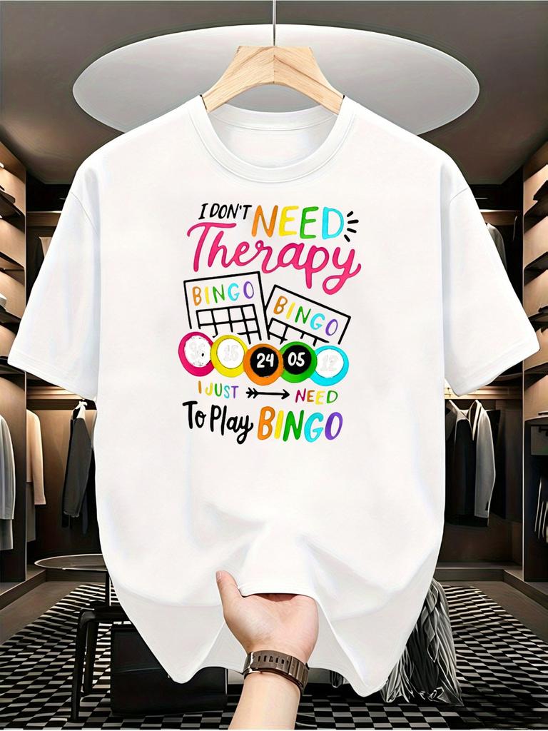 1pc Mens Graphic T Shirt Funny Bingo Lover Print I Dont Need Relax I Just Need to Play Bingo Short S