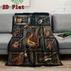 Guitar Collection Showcase 2D Flat Pattern Flannel Blanket, High quality All Seasons, Home Decor, Warmth and Comfort, Perfect for Christmas Gifts.