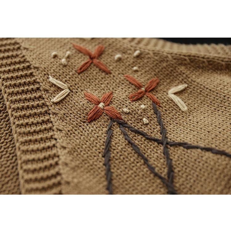 Корейская мода ручной вязки свитер с цветочным карманом весна-лето женский жилет вязаный безрукавный топ винтажный жилет