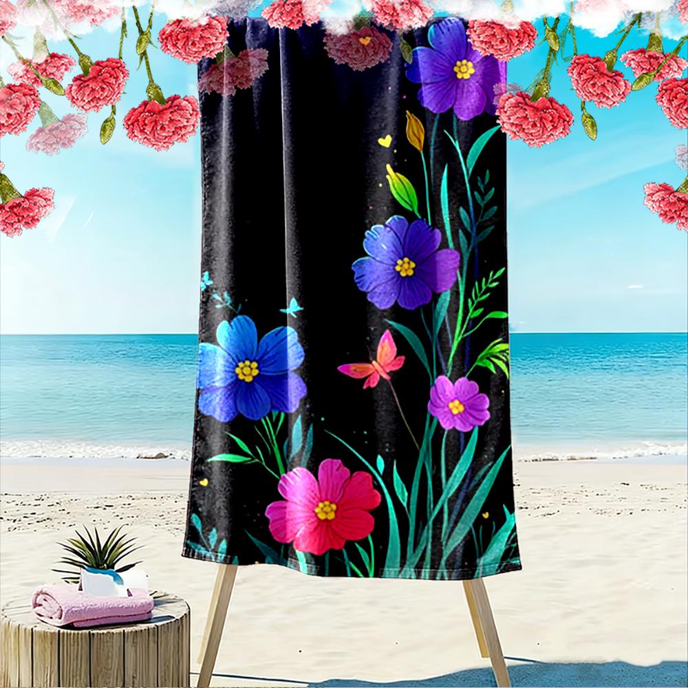 Colorful Floral Design with Butterflies Beach towel quick-drying for travel outdoor sports jogging beach and swimming