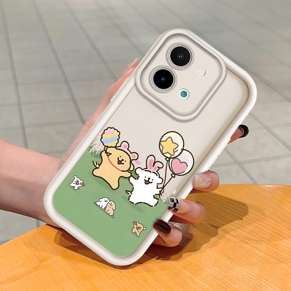 Для Huawei P50 Pro P40 Lite Honor 8X 9X X9 Tecno Spark Go Infinix Smart 8 Vivo V29 V30 Y02 Y16 мягкий силиконовый квадратный чехол для телефона с изображением мультяшных собак и воздушных шаров