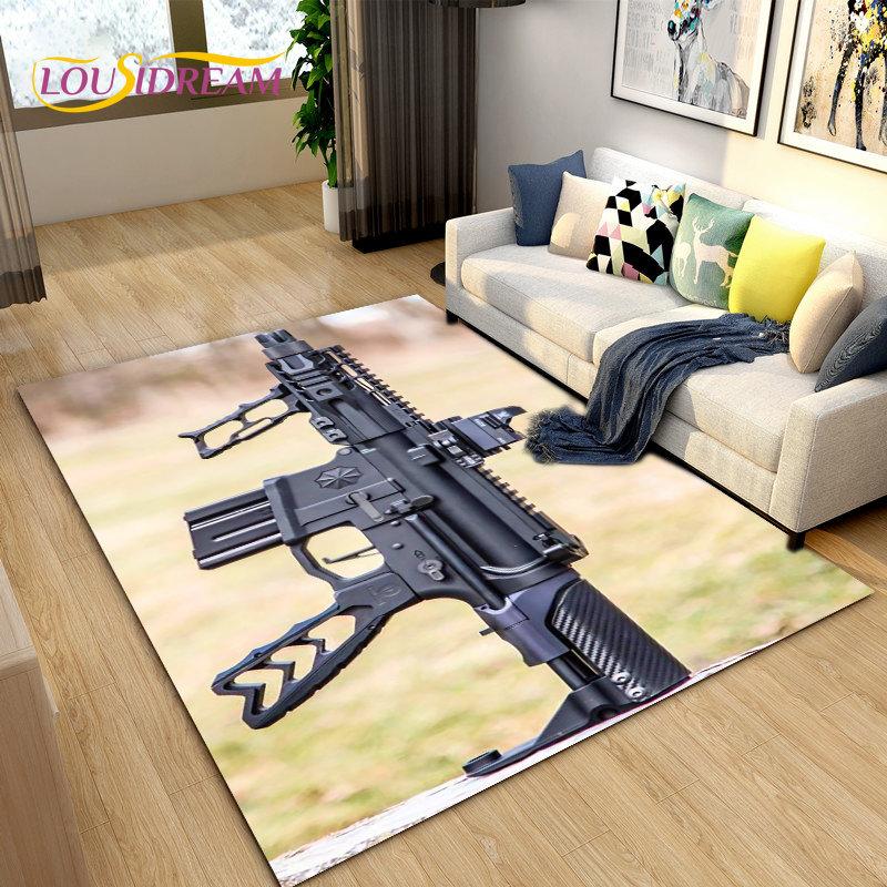 3D винтовка, пистолет, револьвер, коврик с героями мультфильмов, коврик для гостиной, спальни, кухонный коврик, противоскользящий коврик для ванной комнаты