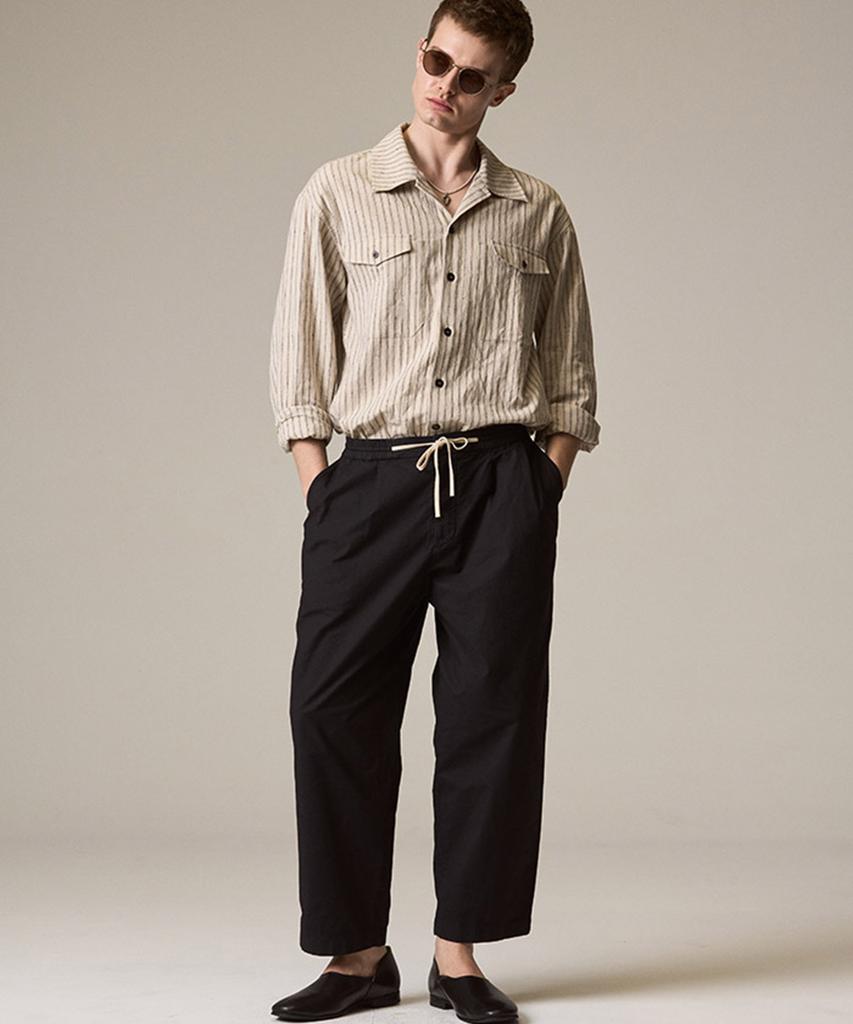 Лайеуэнаэнбилллу Рабочая рубашка-overshirt Льняная в полоску