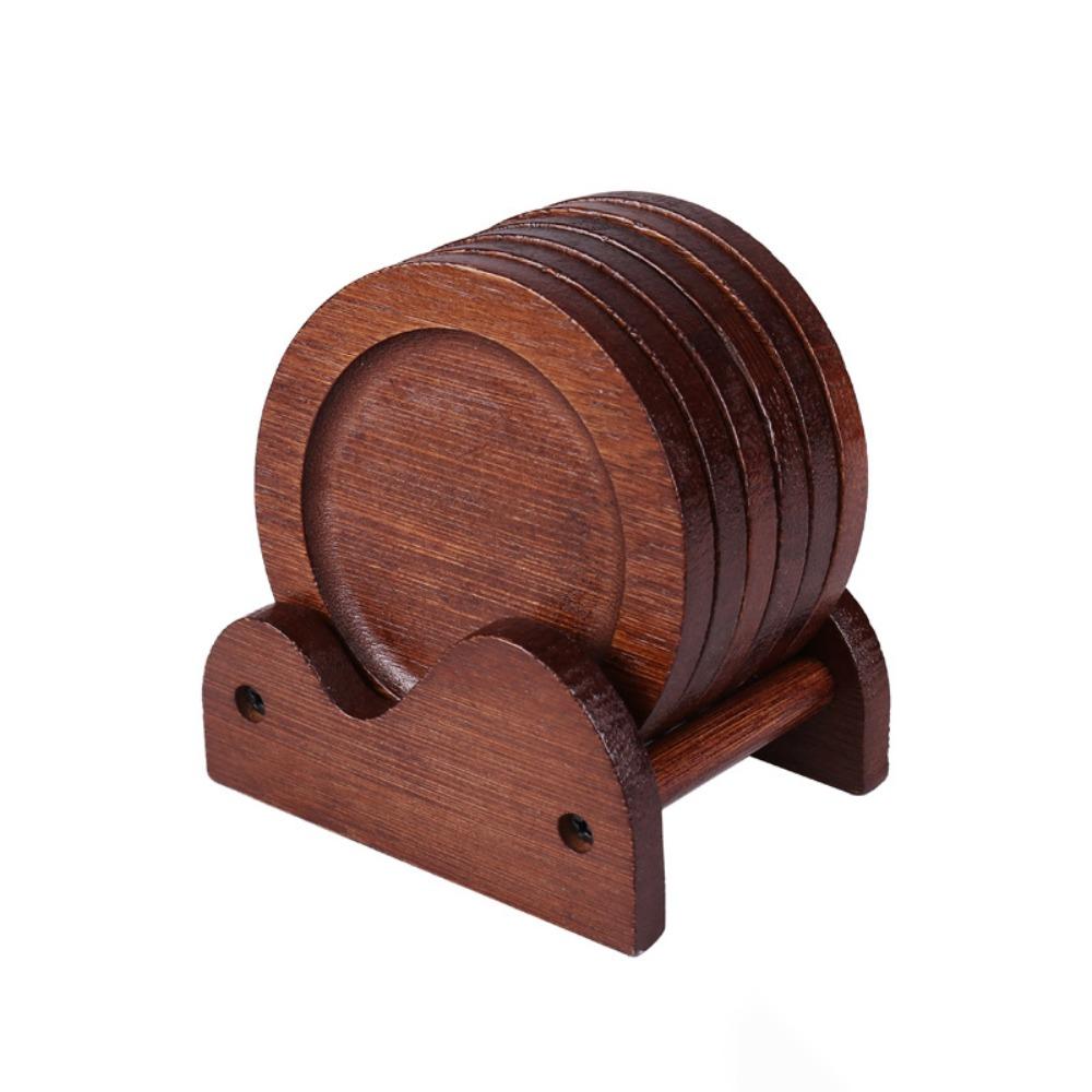 Heat Resistant Insulated Heat Cup Mat With Holder Tea Cup Mat Bamboo Coaster Set Dining Table